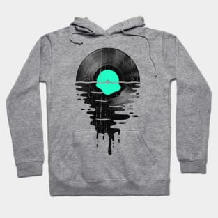 Cool Music Vinyl Record Vintage Retro Green Hoodie